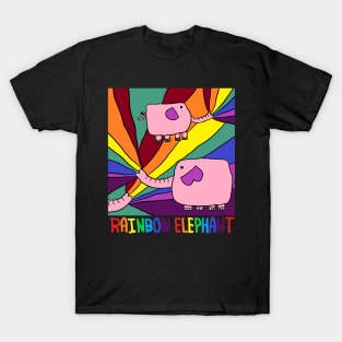 rainbow elephant, pink T-Shirt